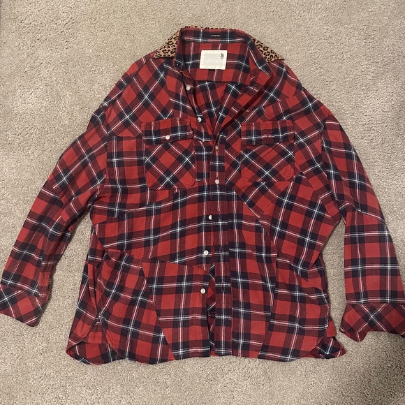 R13 Flannel Red Plaid Oversized Shirt Size S - Picture 1 of 3